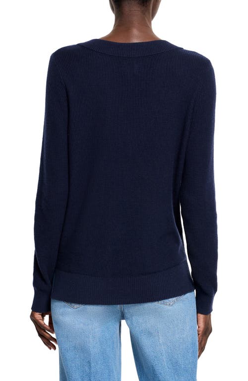 Nic + Zoe Nic+zoe Waffle Stitch V-neck Sweater In Dark Indigo