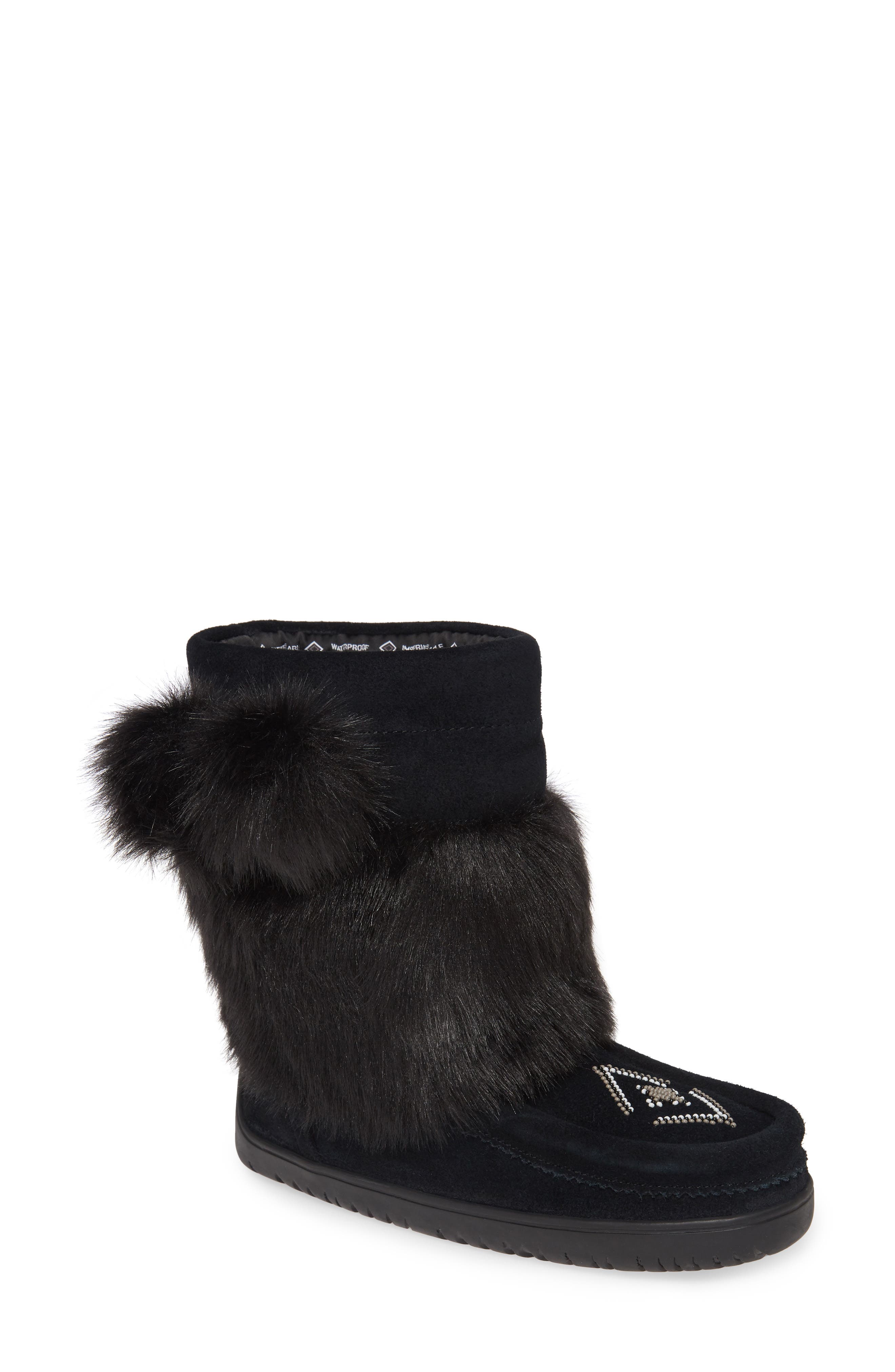 Manitobah Mukluks Faux Fur & Waterproof Snow Boot, Main, color, 