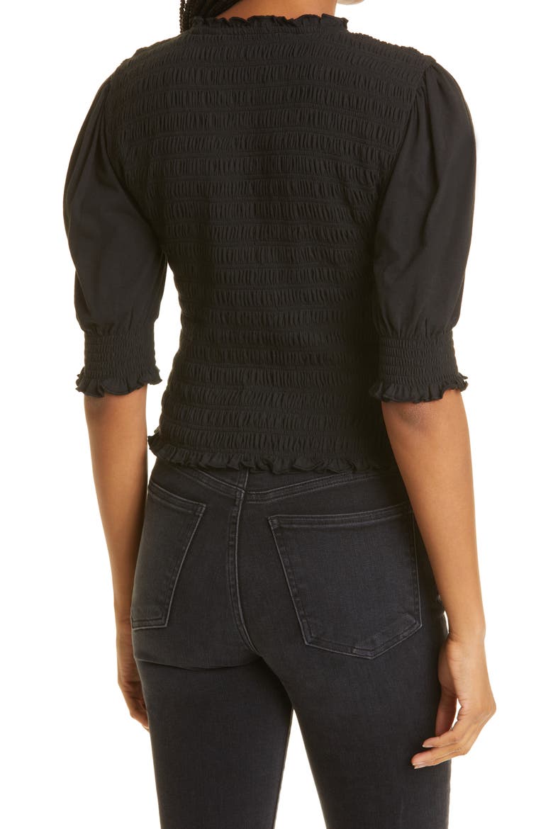 Langston Smocked Puff Sleeve Top, Alternate, color, BLACK