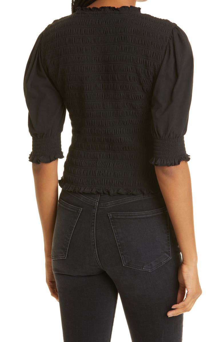 Veronica Beard Langston Smocked Puff Sleeve Top, Alternate, color, 