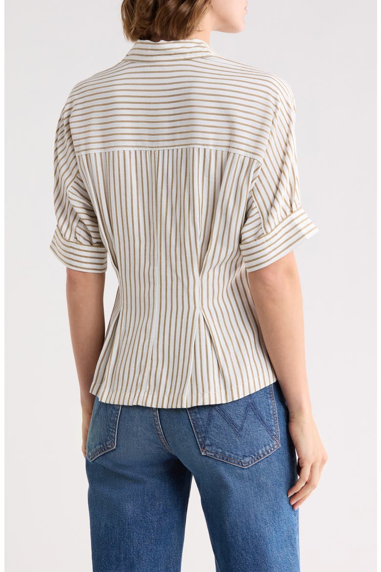Stripe Button-Up Shirt, Alternate, color, IVORY/ BRONZE STRIPE