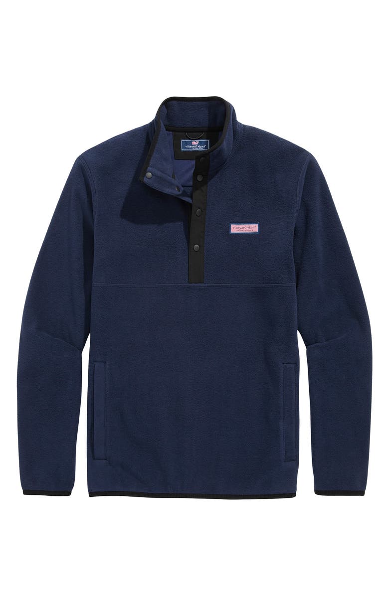 vineyard vines Harbor Fleece Snap Placket Pullover, Main, color, Nautical Navy