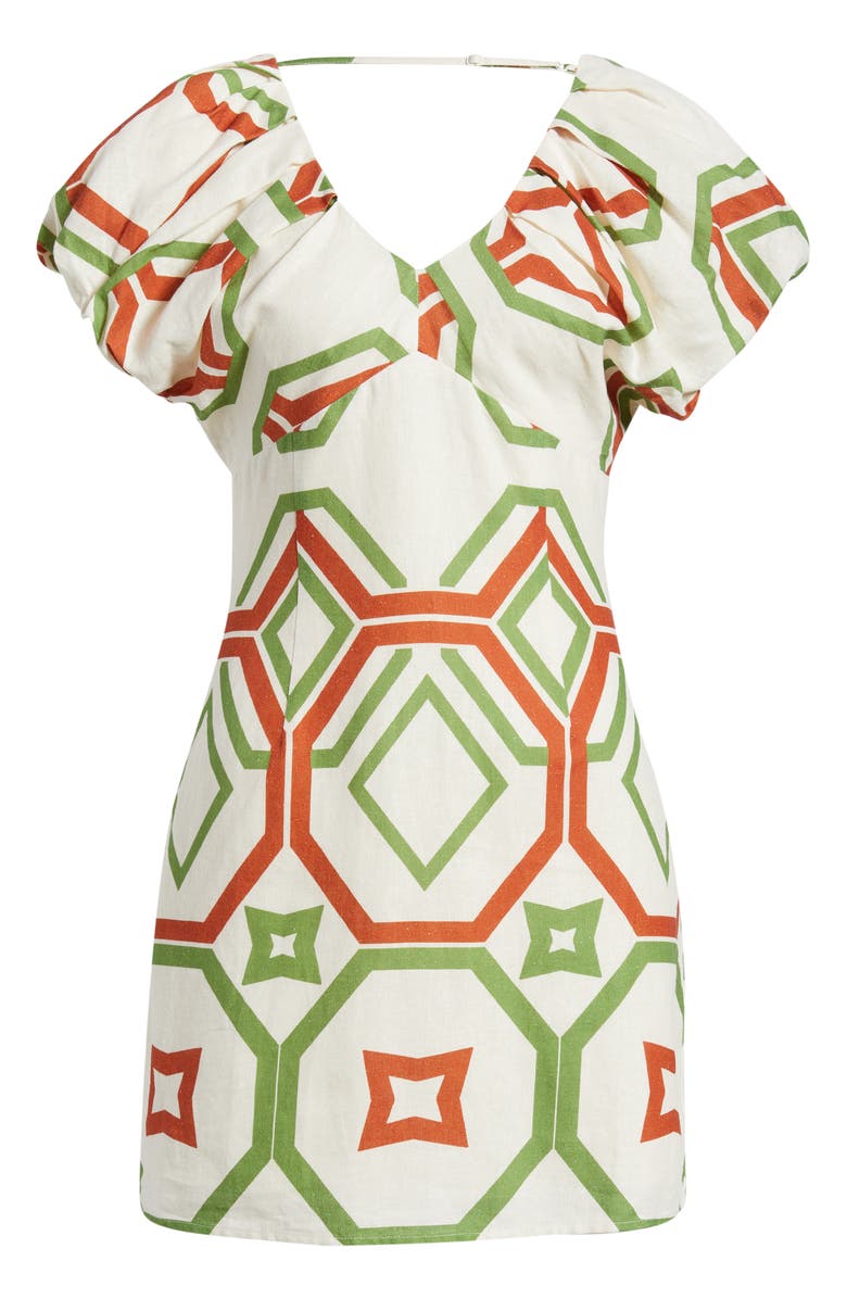 CIEBON Winona Geo Print Linen Blend Minidress, Alternate, color, Cream Multi