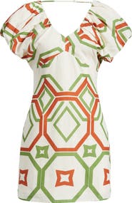 CIEBON Winona Geo Print Linen Blend Minidress