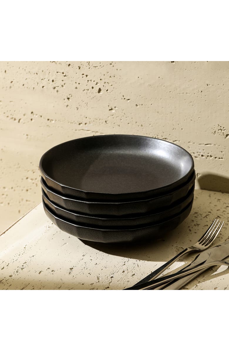 Stone Lain Rio Stoneware 4-Piece Pasta Bowl Set, Alternate, color, Black