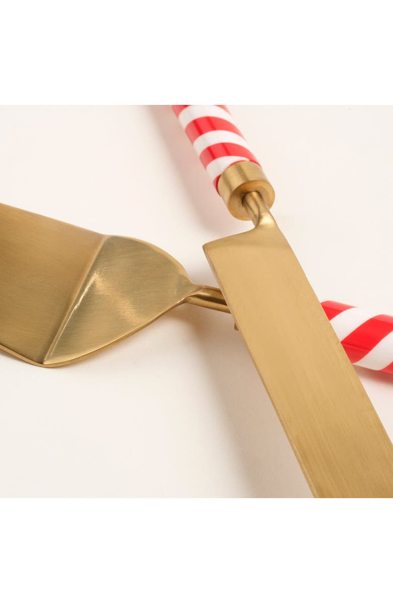 Zsa Zsa Zsu Rampur Set Of 2 Steel Cake Serving Set, Alternate, color, Gold