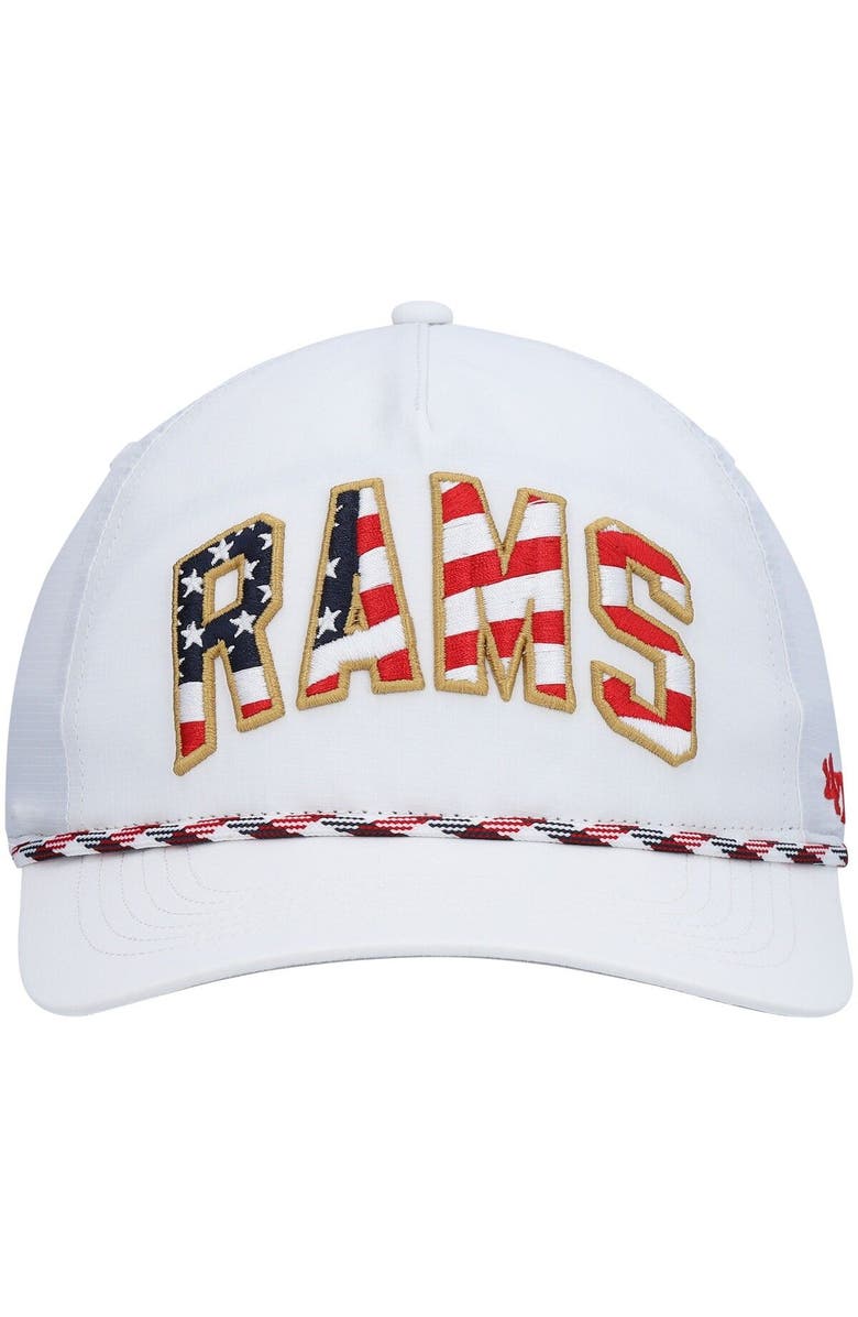 '47 Men's '47 White Los Angeles Rams Hitch Stars and Stripes Trucker Adjustable Hat, Alternate, color, White