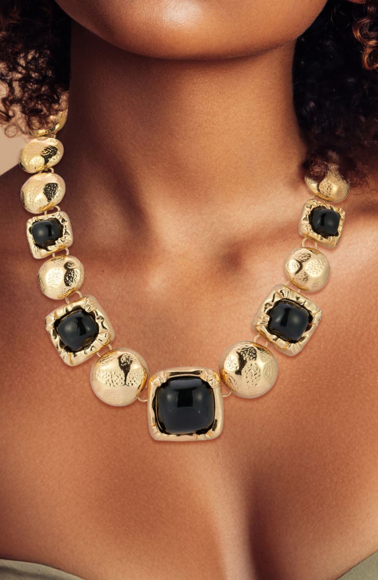 SPHERA MILANO Domed Link Statement Necklace, Alternate, color, Gold/Black