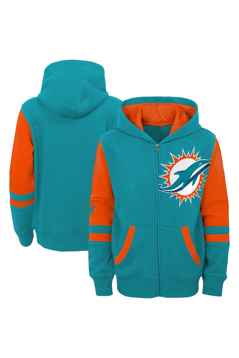 Preschool Aqua Miami Dolphins Stadium Color Block Full-Zip Hoodie, Main, color, Aqua