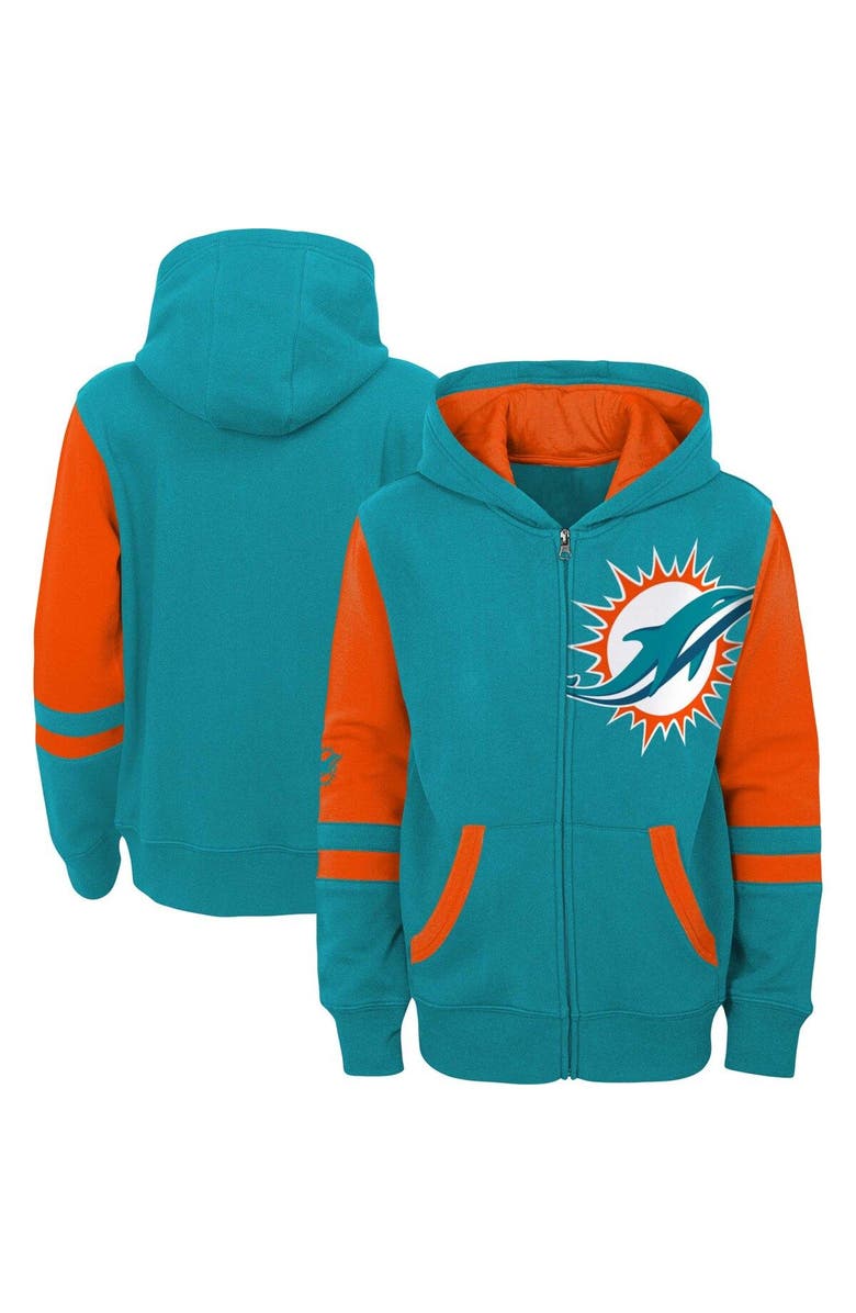 Outerstuff Preschool Aqua Miami Dolphins Stadium Color Block Full-Zip Hoodie, Main, color, Aqua