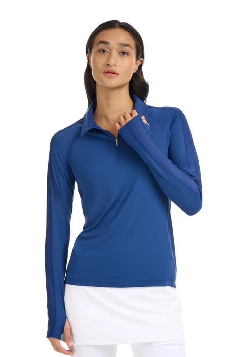 Women's Long Sleeve Quarter Zip Polo with Sun and UV Protection