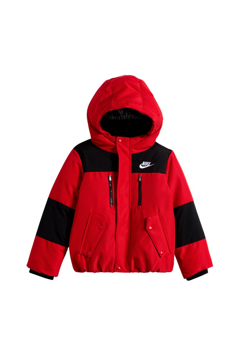 Kids' Hooded Outdoor Jacket, Main, color, UNIVERSITY RED