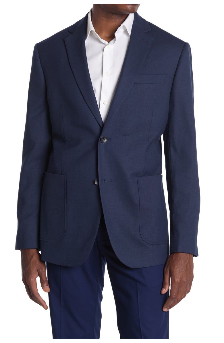 NORDSTROM RACK Solid Blue Two Button Notch Lapel Trim Fit Sport Coat, Main, color,