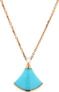 Pre-Owned Bvlgari Divas' Dream Pendant Necklace 18K Rose Gold with Turquoise and Diamond Small