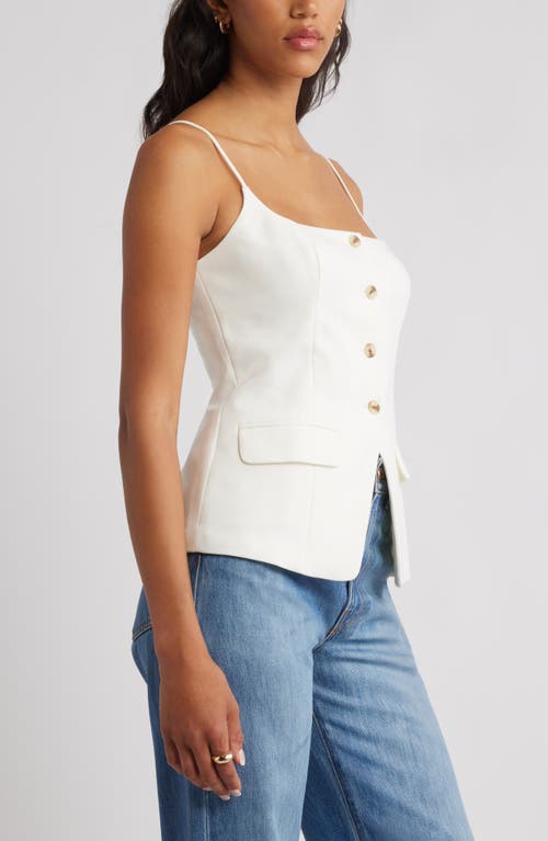 Open Edit Button Front Suiting Camisole In White