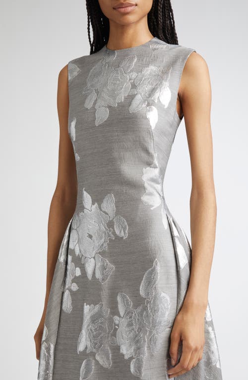 Lela Rose Sleeveless Metallic Fil Coupé A-line Midi Dress In Multi