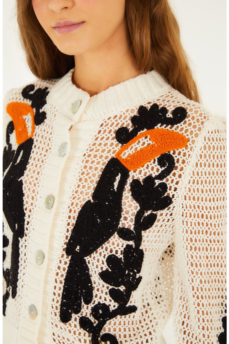 Toucan Crochet Cardigan, Alternate, color, OFF-WHITE