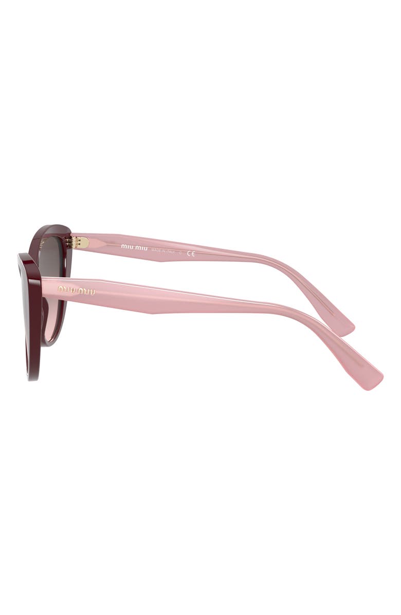 Miu Miu 55mm Gradient Cat Eye Sunglasses, Alternate, color, Bordeaux / Pink Gradient Grey