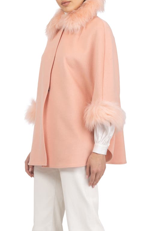 Gorski Select Wool Cape With Select Lamb Collar And Cuffs In Pink
