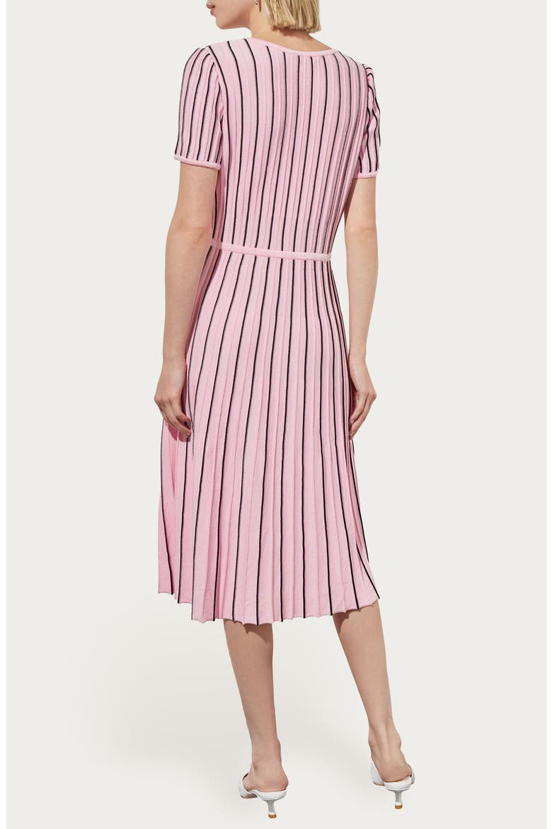 Short Sleeve Fit & Flare Dress, Alternate, color, PERFECT PINK/ BLACK