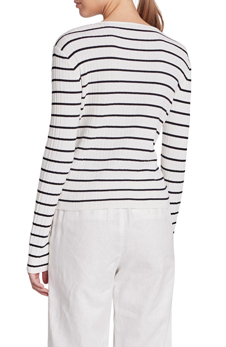 Endless Rose Rib Cardigan, Alternate, color, Ivory/ Black