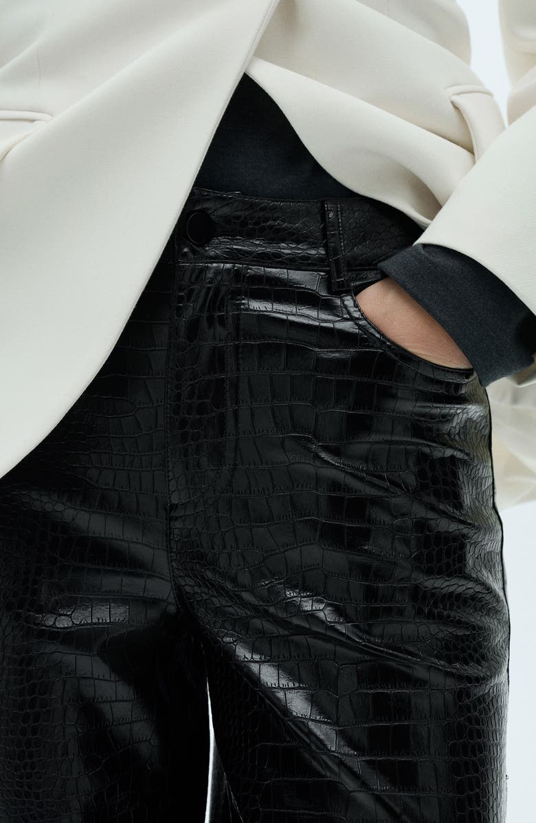 MANGO Snakeskin Effect Faux Leather Straight Pants, Alternate, color,