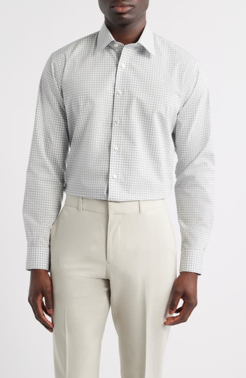 Trim Fit Check Non-Iron Cotton Dress Shirt (Regular, Big & Tall)