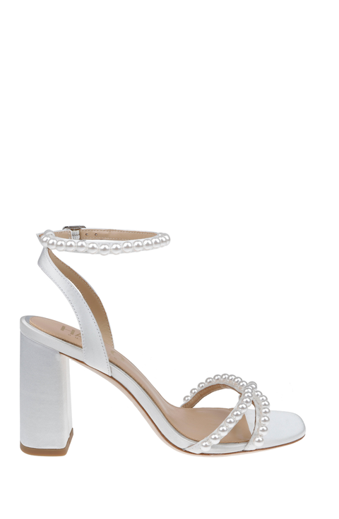 Evie - Mid Block Bridal Heel with Pearl Detail