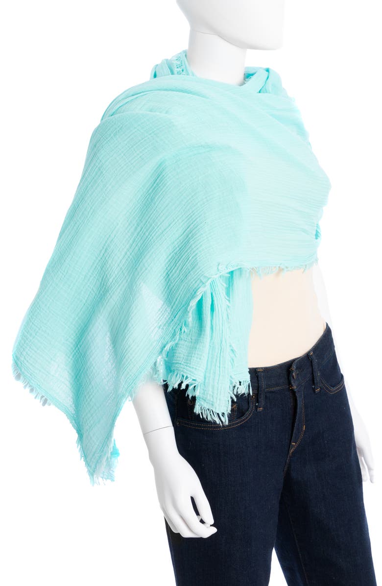 SAACHI Gauze Cotton Scarf, Alternate, color, Aqua