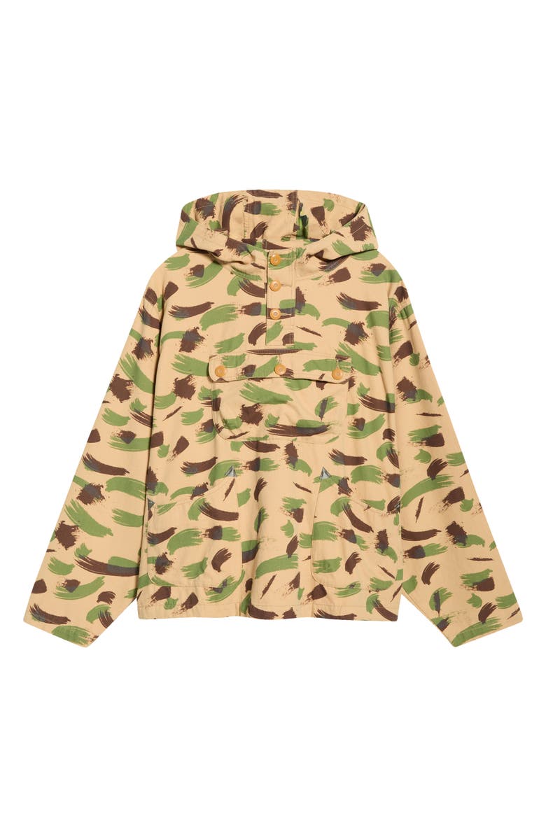 Brain Dead Brushstroke Camo Hooded Jacket, Main, color, Green