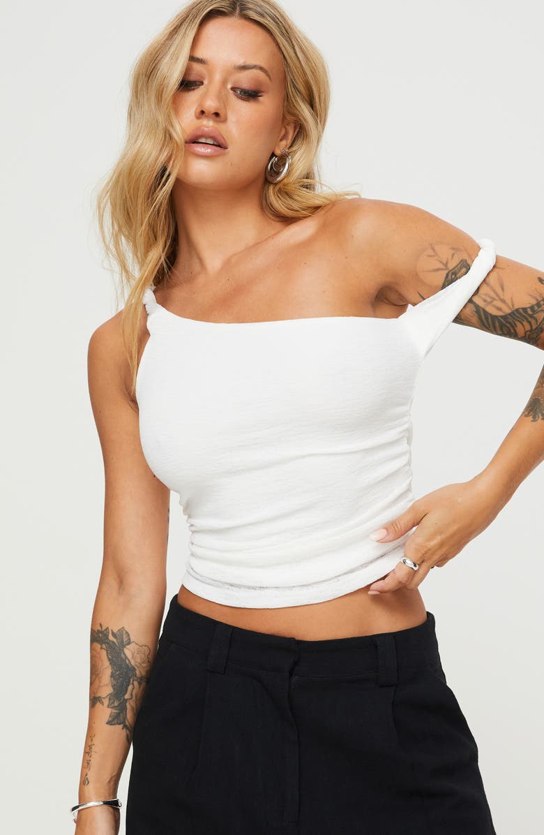 Princess Polly Messenger One-Shoulder Top, Alternate, color, White