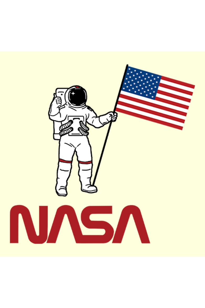 Men's Astronaut Flag Logo Short Sleeve Graphic T-shirt, Alternate, color, Beige