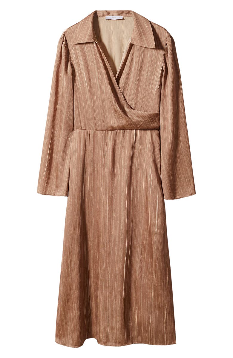 MANGO Wrap Front Long Sleeve Midi Dress, Alternate, color, 