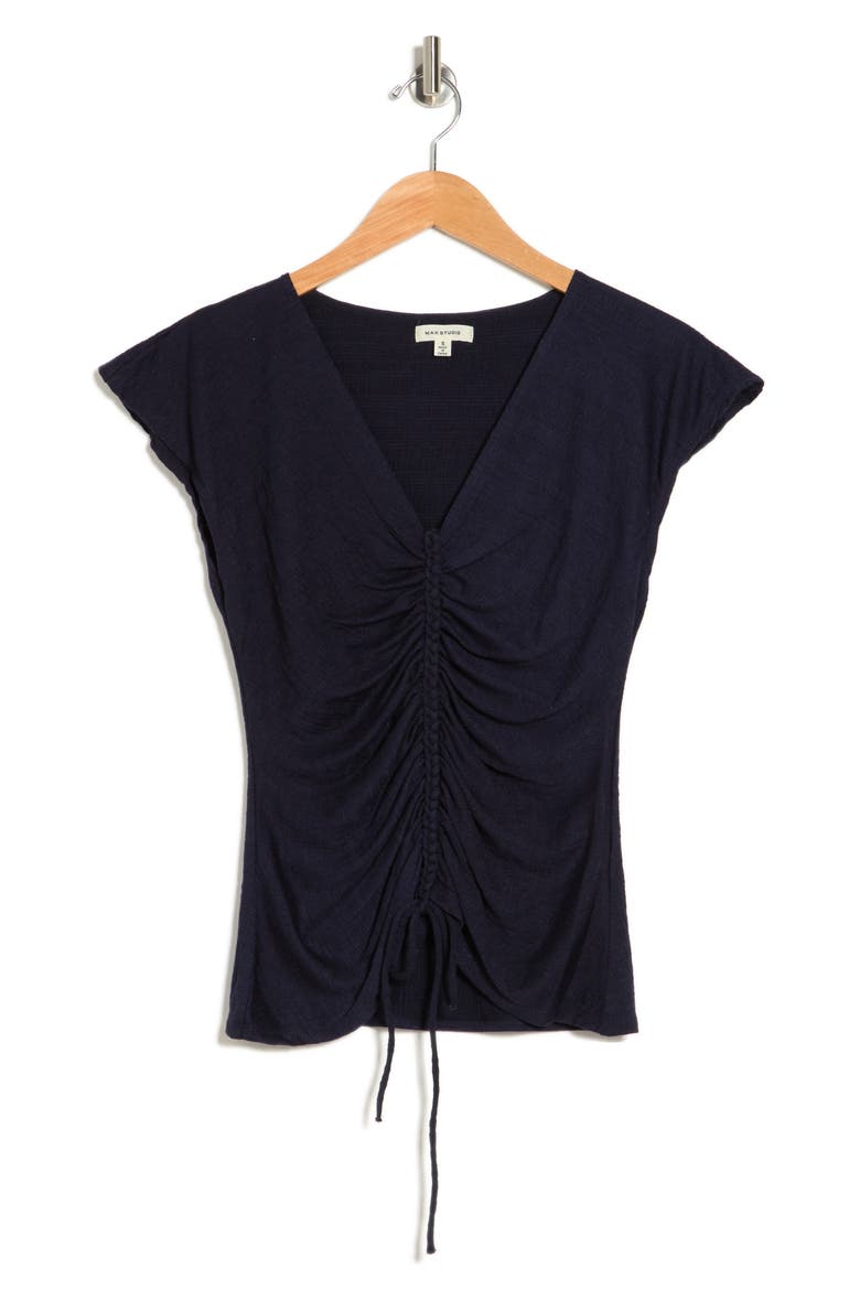 Center Shirred Short Sleeve T-Shirt, Alternate, color, NAVY