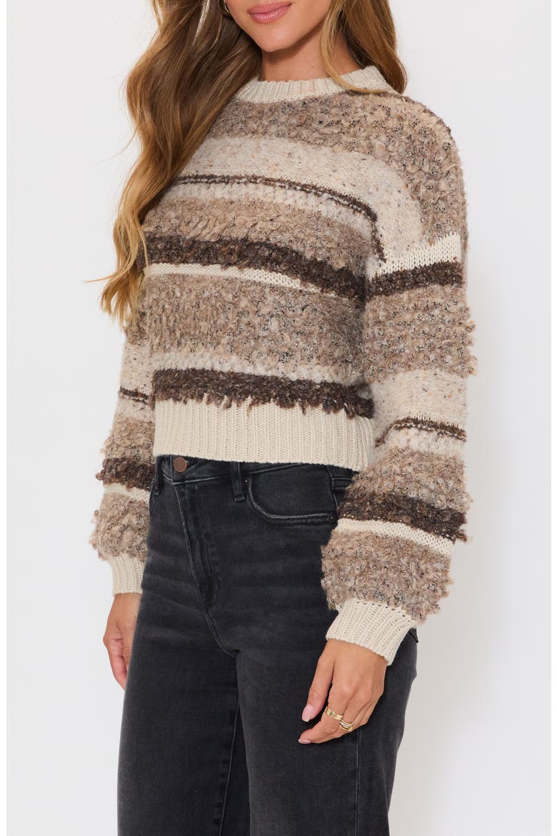Nutmeg Stripe Bouclé Sweater, Alternate, color, TAUPE