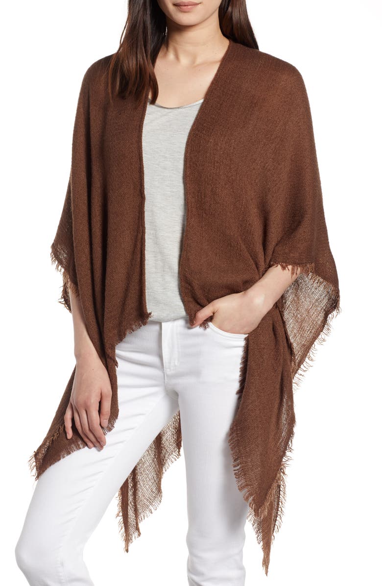 Echo Fringe Trim Cape, Main, color,