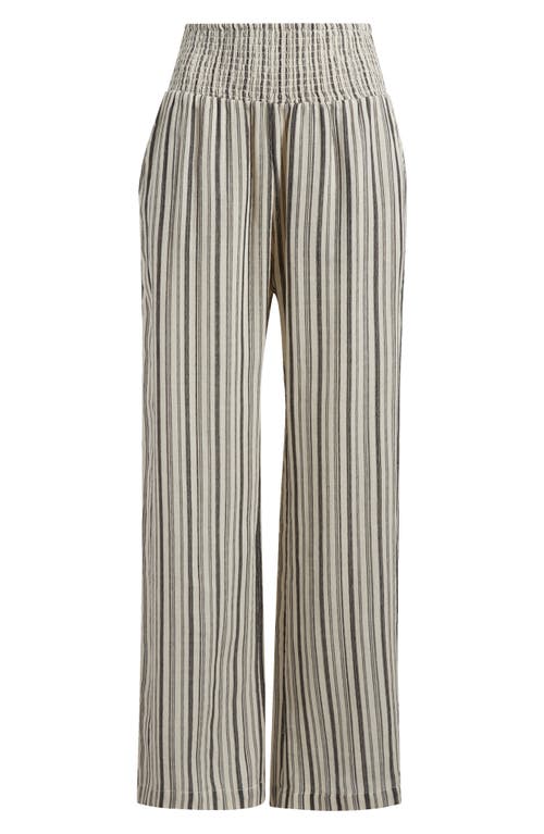 Billabong New Waves Stripe Wide Leg Pants In Black Pebb
