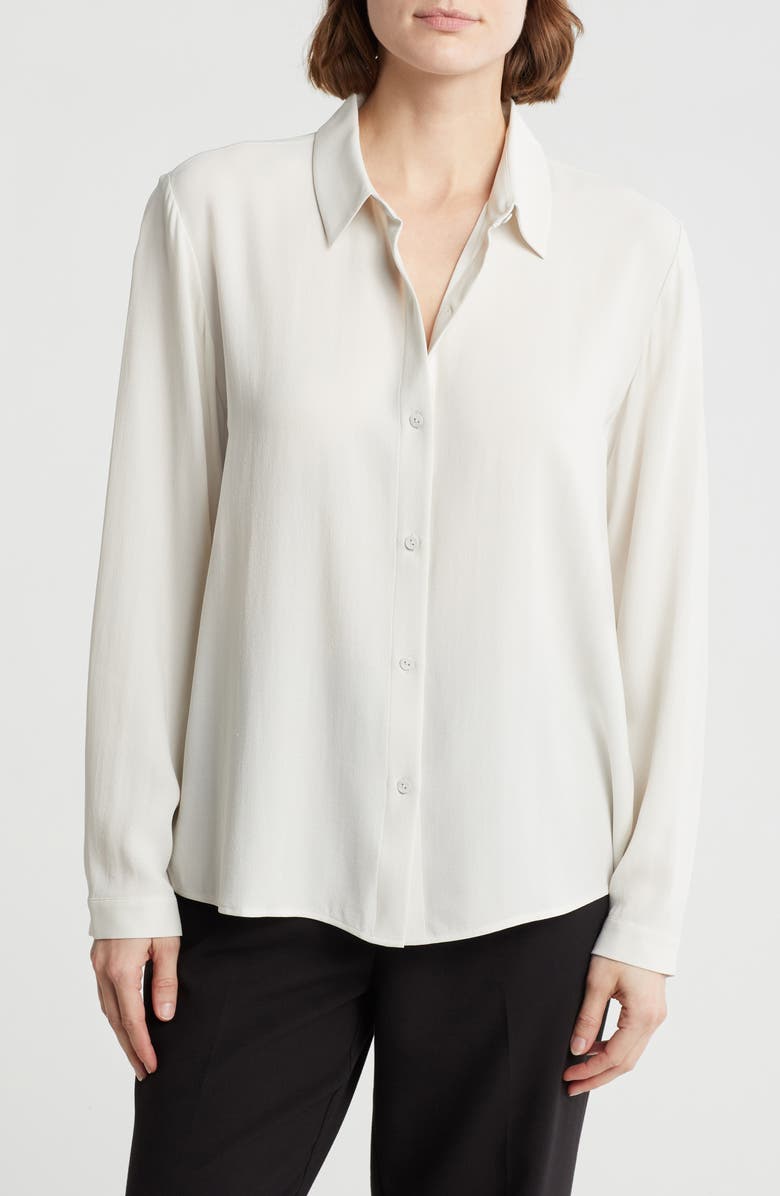 Eileen Fisher Classic Silk Button-Up Shirt, Main, color, 