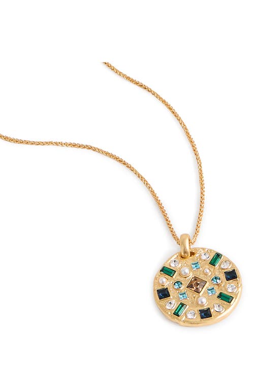 Reiss Skye Crystal Coin Pendant Necklace In Gold Tone/multi Crystal