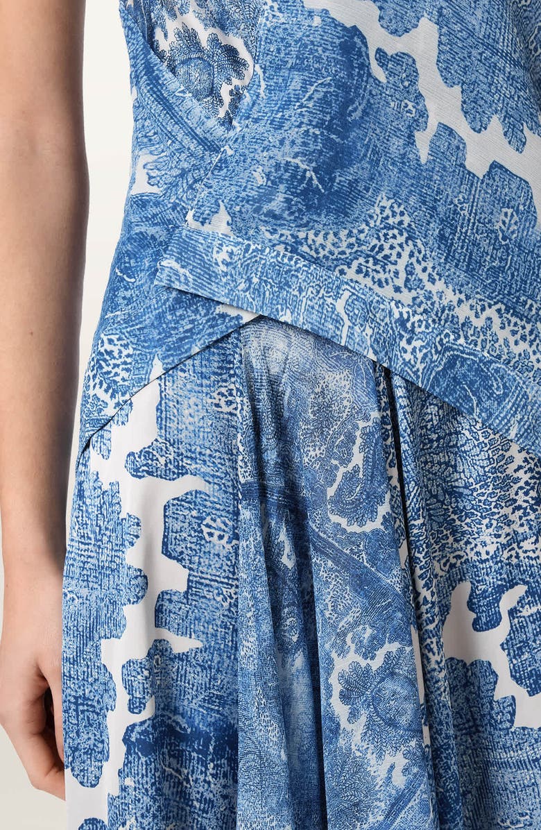 AllSaints Prue Paisley Floral Asymmetric Hem Dress, Alternate, color, Joanne Blue