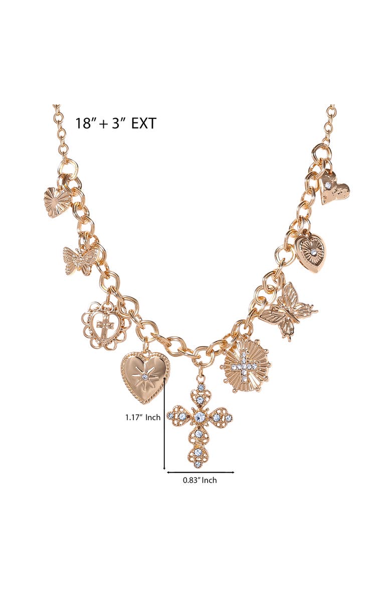 Jessica Simpson Gold Cross Necklace, Alternate, color, Gold