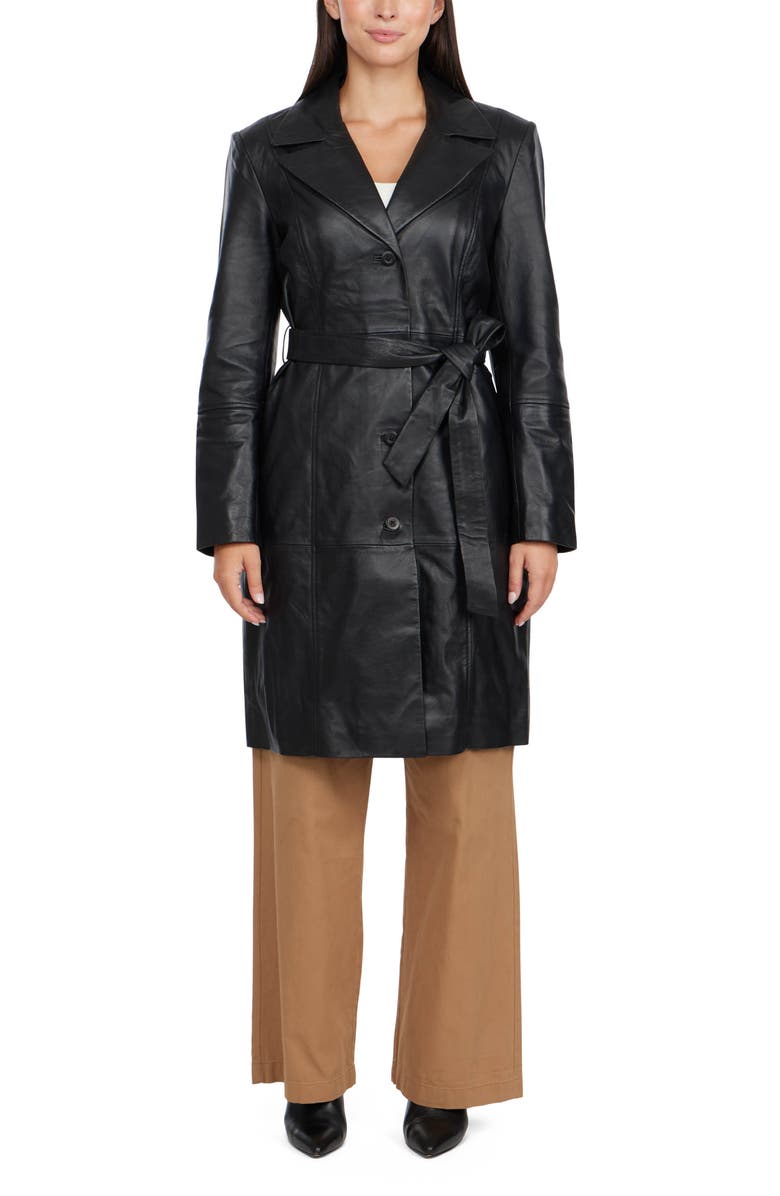 BADGLEY MISCHKA Leather Trench Coat, Alternate, color, 