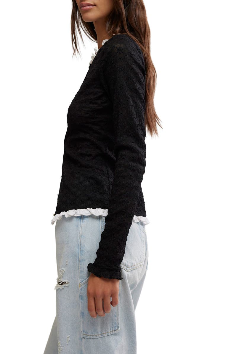 Free People Blackbird Ruffle Cardigan, Alternate, color,