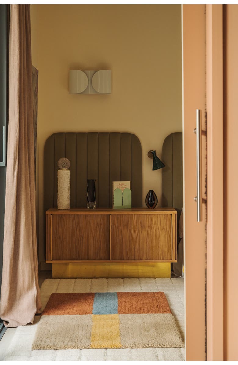 Lorena Canals Wool Rug Chroma Cinnamon, Alternate, color, Natural, Blue, Caramel