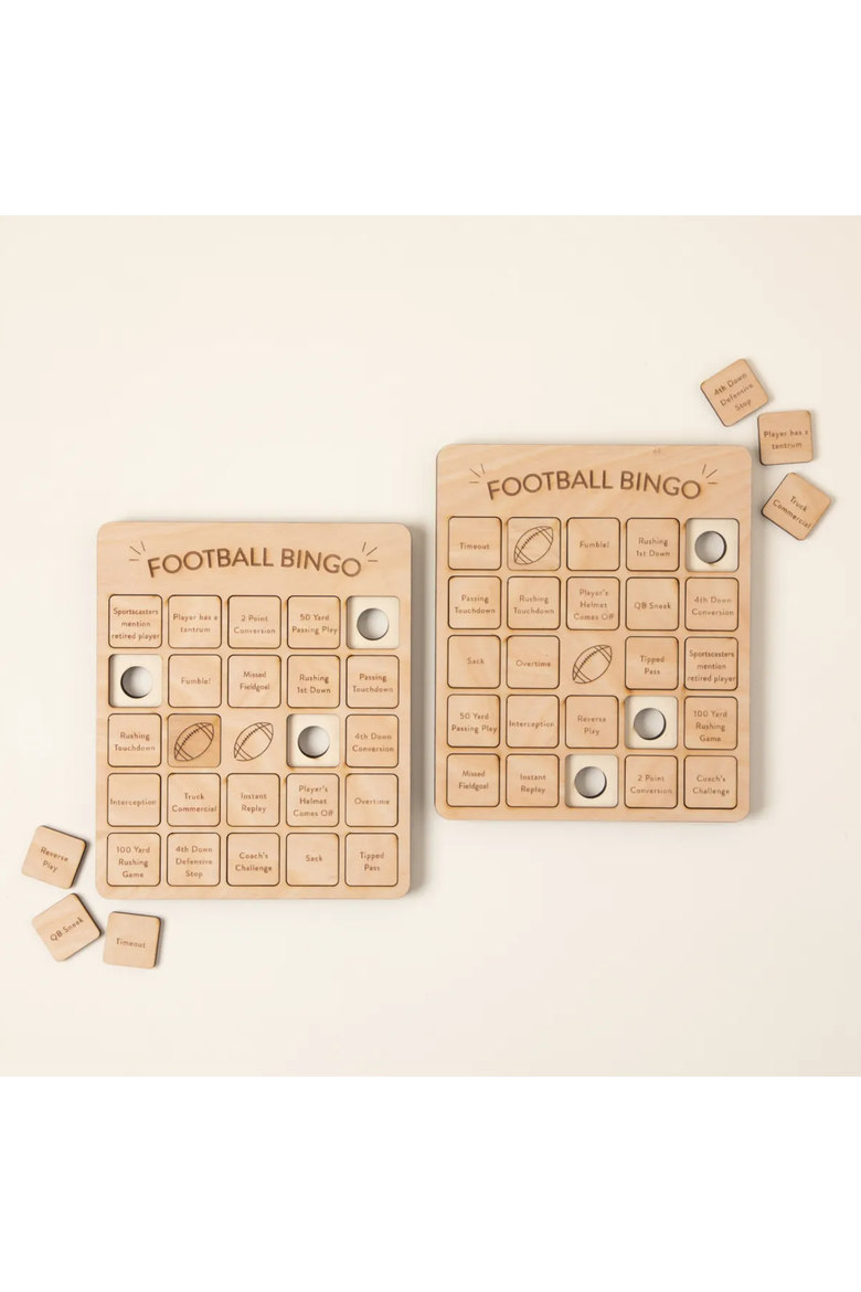 Football Bingo Set of 2 by Woodtech, Main, color, Beige