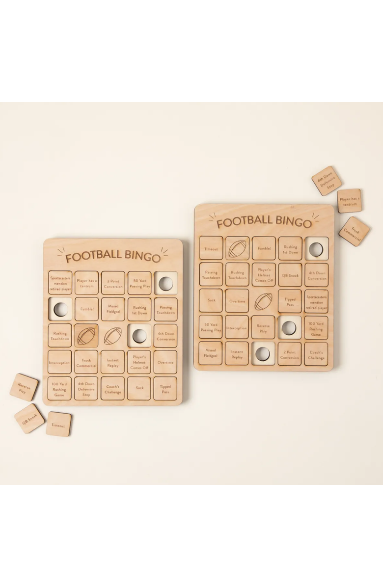 Uncommon Goods Football Bingo Set of 2 by Woodtech, Main, color, Beige