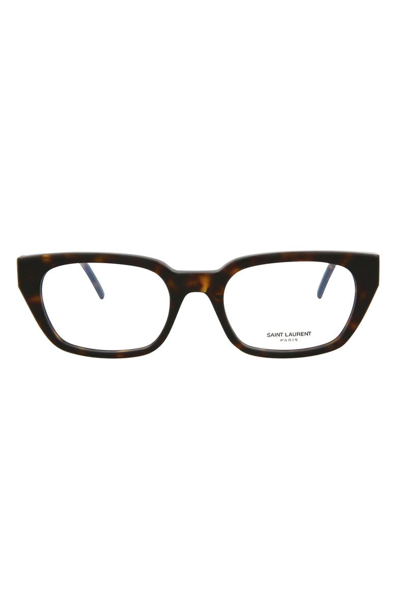Saint Laurent 51mm Cat Eye Optical Frames, Main, color, Havana Gold Transparent