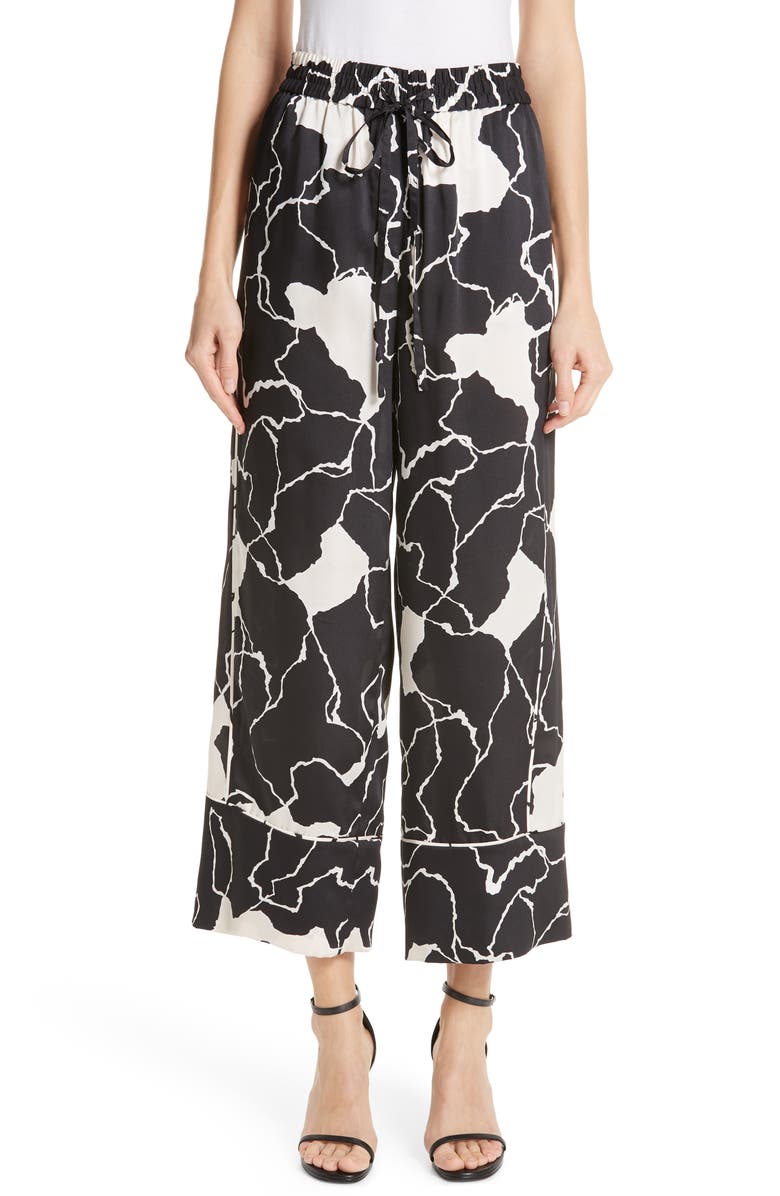 Yigal Azrouël Ocean Crest Print Twill Pants, Main, color,