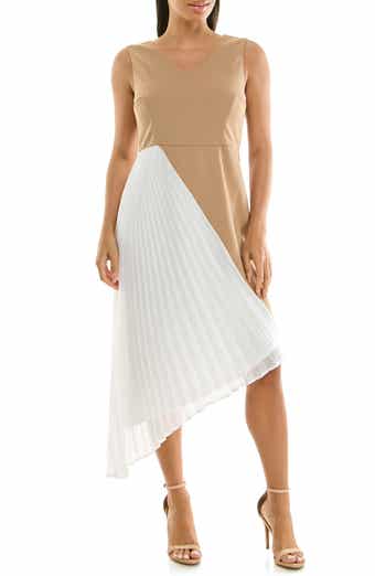 Asymmetric Pleated Midi Dress