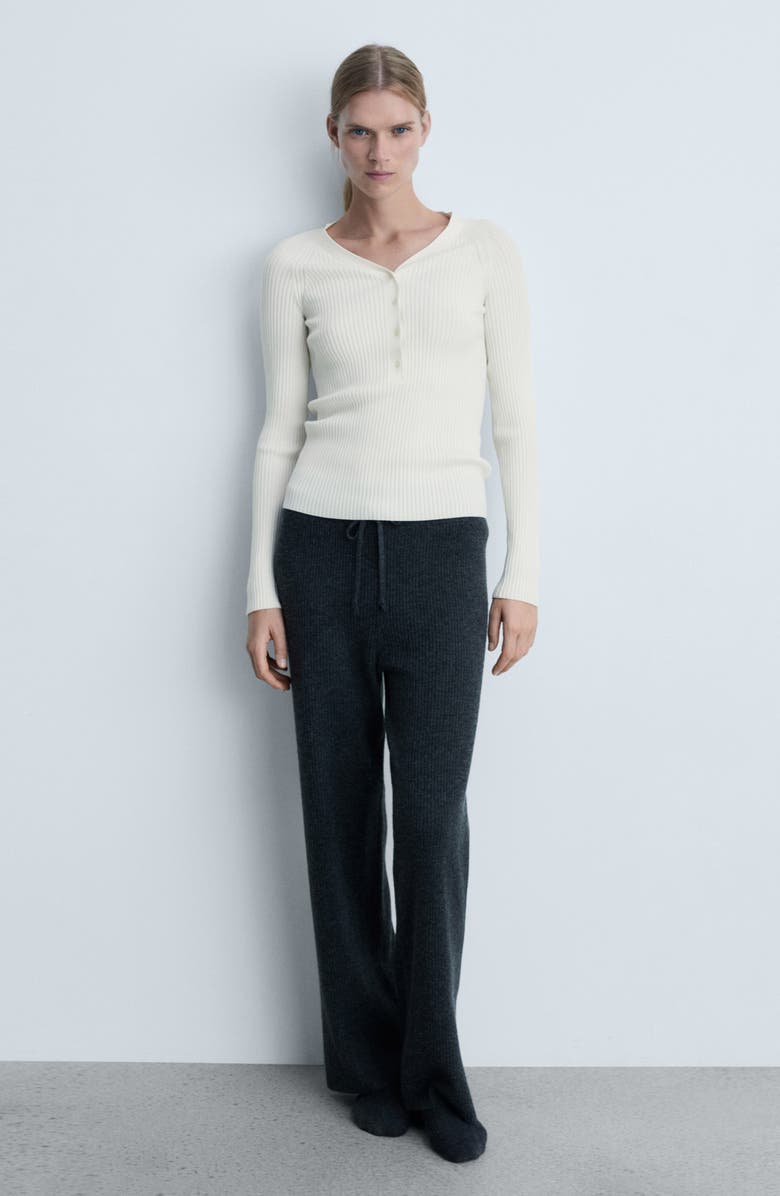 MANGO Ribbed Long Sleeve Henley T-Shirt, Alternate, color, 